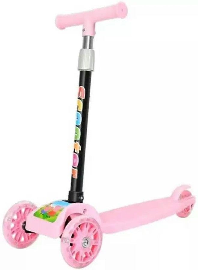 Maanit Road Runner Scooter for Kids of 3 to 14 Years Age,Adjustable Height, Foldable, PU Wheels (Pink)